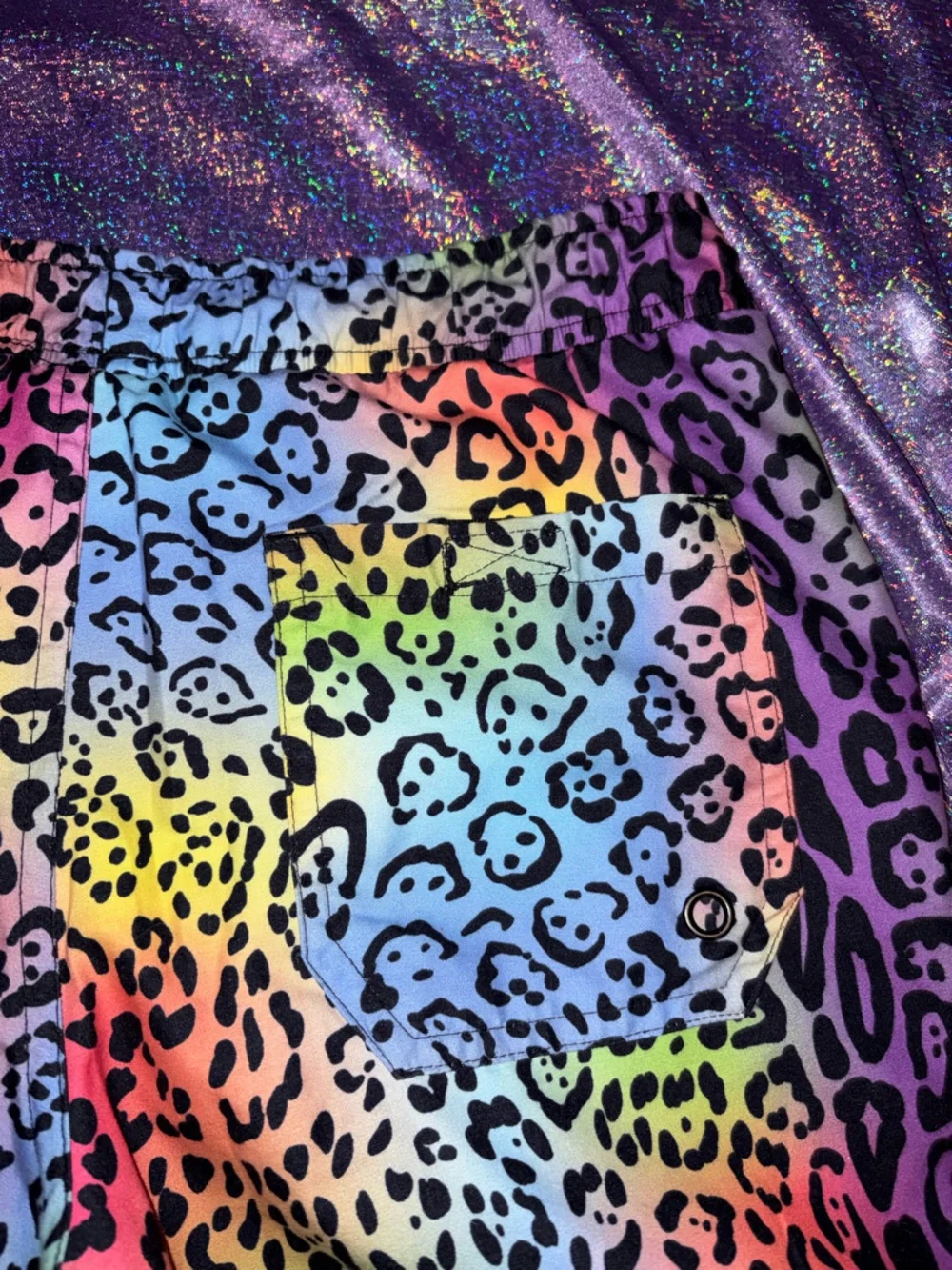 Mens Neon Animal Print Swim Trunks